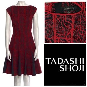 Tadashi Shoji 🔥 Embroidered Pleated Knee-Length Mini Cocktail Party Dress